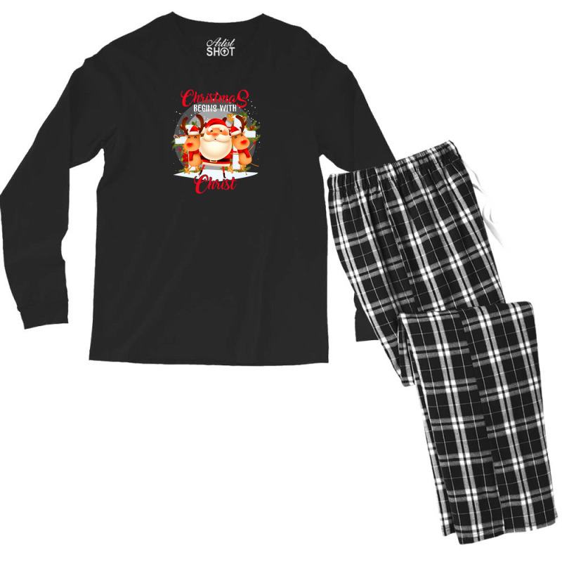 Christmas Begins Men's Long Sleeve Pajama Set | Artistshot