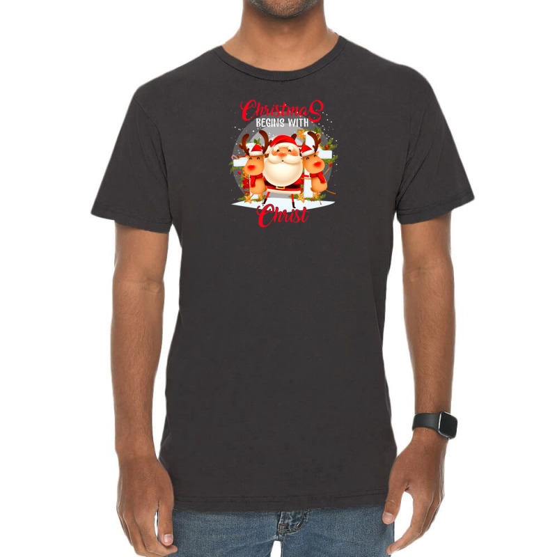 Christmas Begins Vintage T-shirt | Artistshot