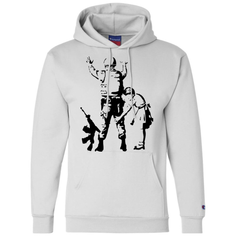 Banksy Searching A Soldier Champion Hoodie | Artistshot