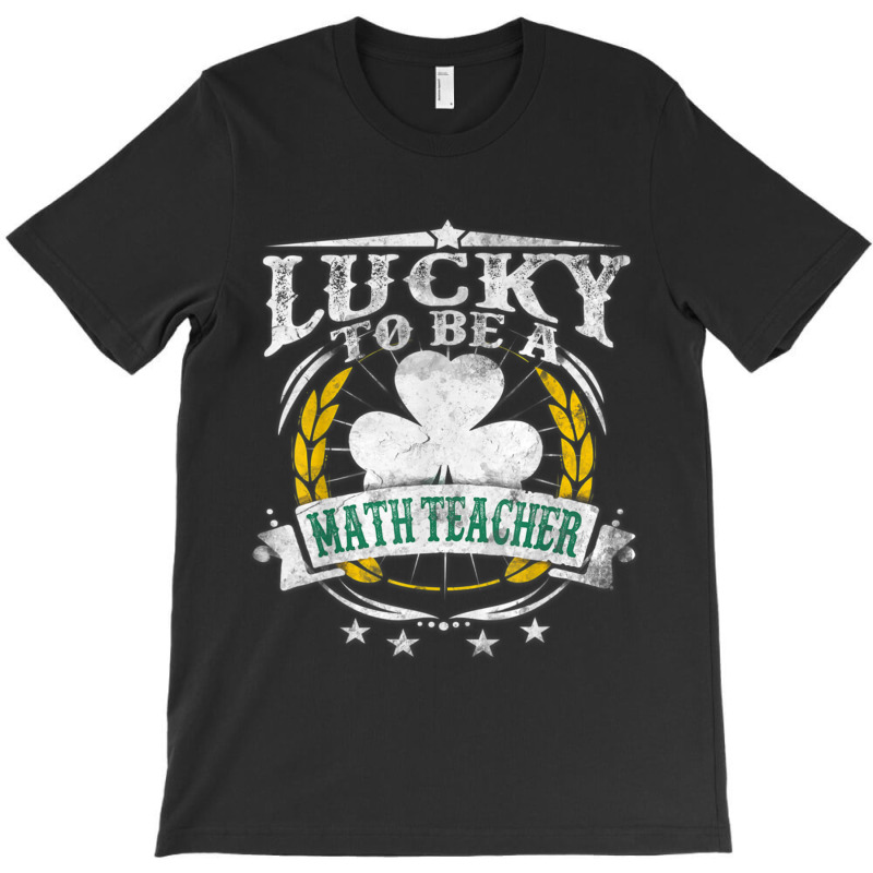 Gift One Lucky Math Teacher Messy Bun Bleached St Patrick S Day T-shirt | Artistshot