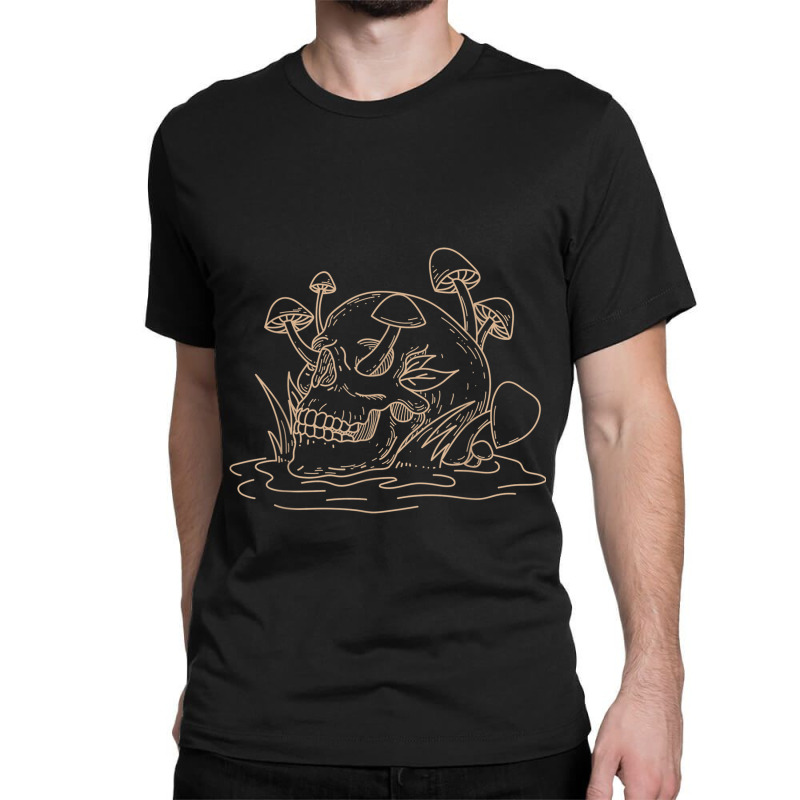 Skull Mushroom Morel Mycologist Goth Mushroom Skeleton Classic T-shirt by ReginaldLewisMay | Artistshot