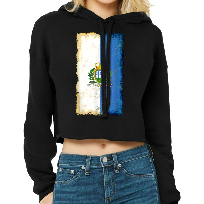 Distressed San Marino Flag, National Pride Grunge Style T Shirt Cropped Hoodie by vivianadubcy | Artistshot