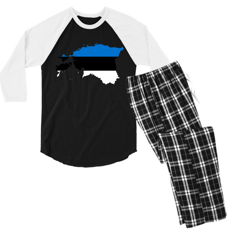 Flag Map Of Estonia Men's 3/4 Sleeve Pajama Set | Artistshot