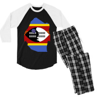 Flag Map Of Eswatini Men's 3/4 Sleeve Pajama Set | Artistshot