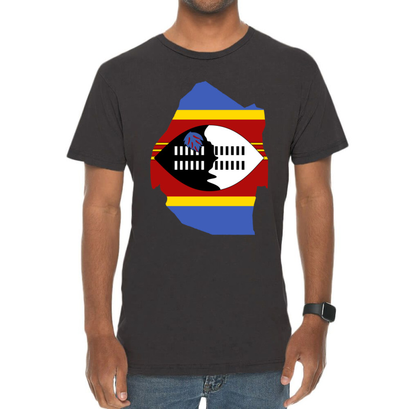 Flag Map Of Eswatini Vintage T-shirt | Artistshot