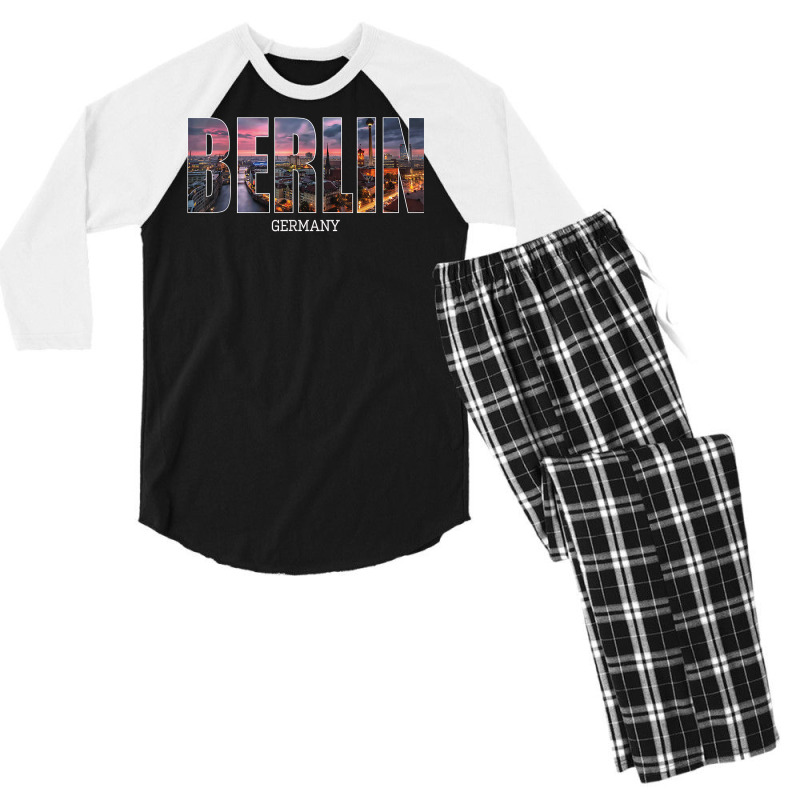 Berlin State Germany Vacation Berlin City Vintage Effect T Shirt Men's 3/4 Sleeve Pajama Set | Artistshot