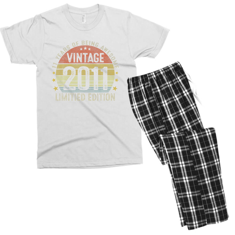 Vintage 2011 Limited Edition 11 Year Old Gifts 11th Birthday Men's T-shirt Pajama Set | Artistshot