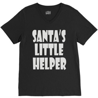 Santa's Little Helper V-neck Tee Designed By Mdk Art