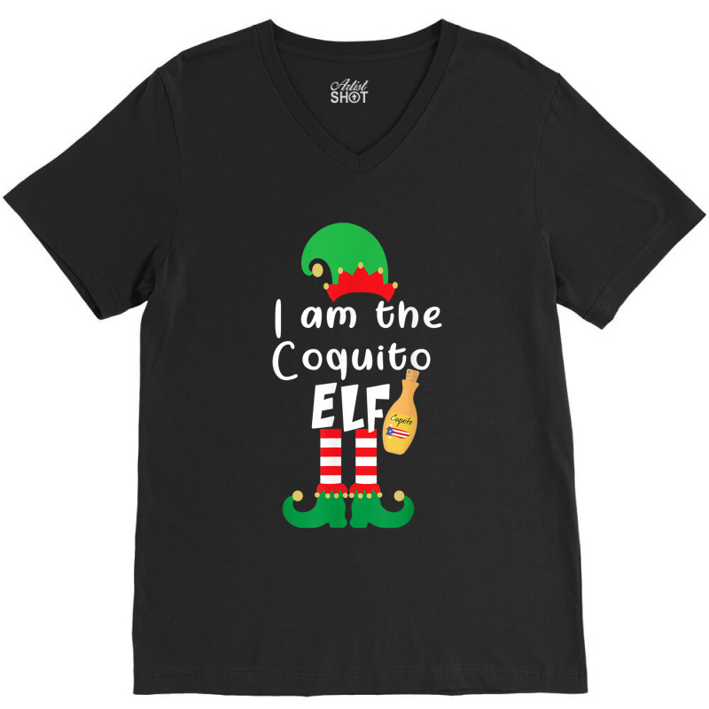 Coquito Elf Funny Puerto Rico Matching Christmas Bilingual V-Neck Tee by MalcolmJCausby | Artistshot