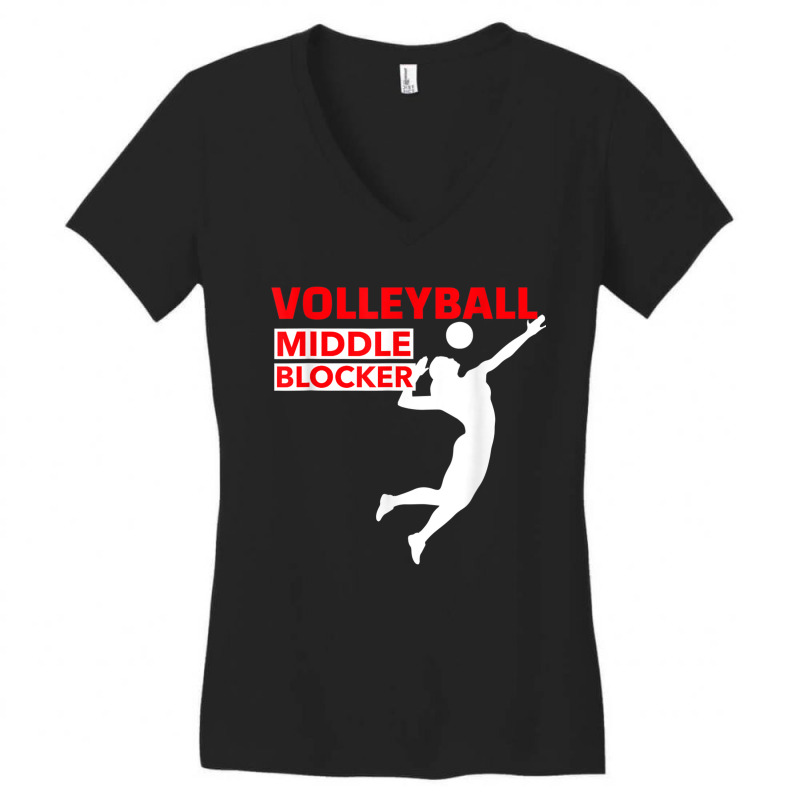 Volleyball Sport Middle Blocker Position Women's V-Neck T-Shirt by FionaMciver | Artistshot