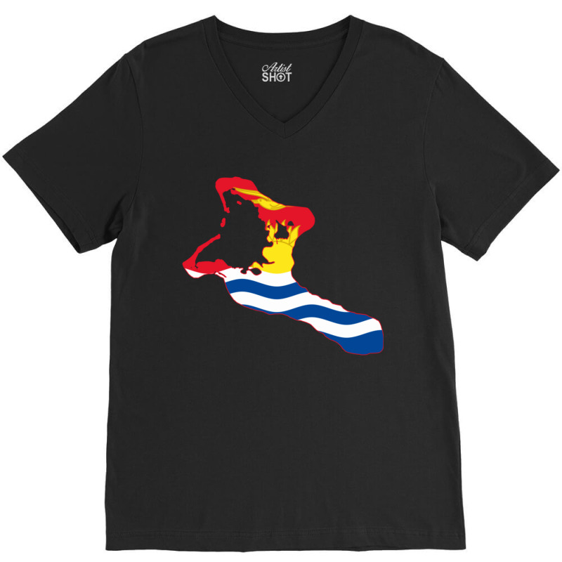 Flag Map Of Kiribati V-neck Tee | Artistshot