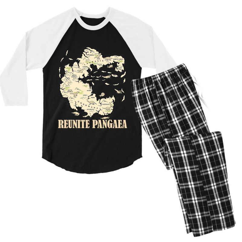 Reunite Pangaea World Map History Funny Geology Earth Men's 3/4 Sleeve Pajama Set | Artistshot