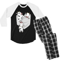 Cow Pocket  Funny Milk Cow In A Bag Tee Men's 3/4 Sleeve Pajama Set | Artistshot