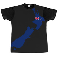 Flag Map Of New Zealand Graphic T-shirt | Artistshot