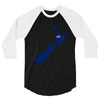 Flag Map Of New Zealand 3/4 Sleeve Shirt | Artistshot