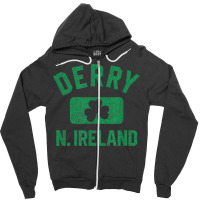 Derry N. Ireland Gym Style Distressed Green Print Zipper Hoodie | Artistshot