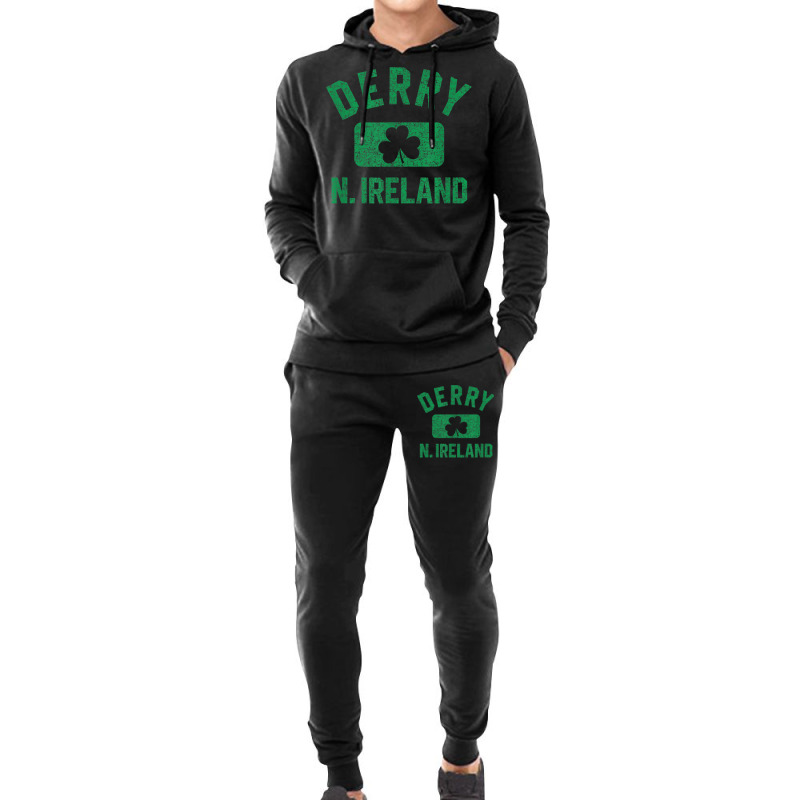 Derry N. Ireland Gym Style Distressed Green Print Hoodie & Jogger Set | Artistshot