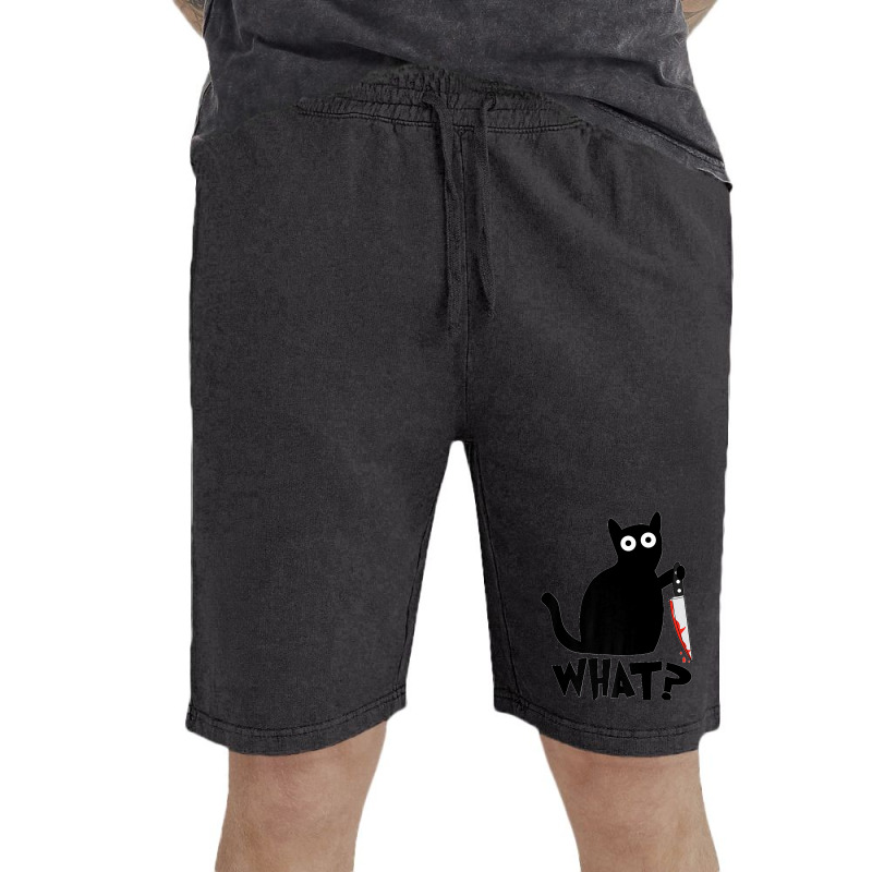 Funny Black Cat What Cute Suspicious Kitten Gift Women Men Premium Vintage Short | Artistshot