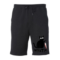 Funny Black Cat What Cute Suspicious Kitten Gift Women Men Premium Fleece Short | Artistshot