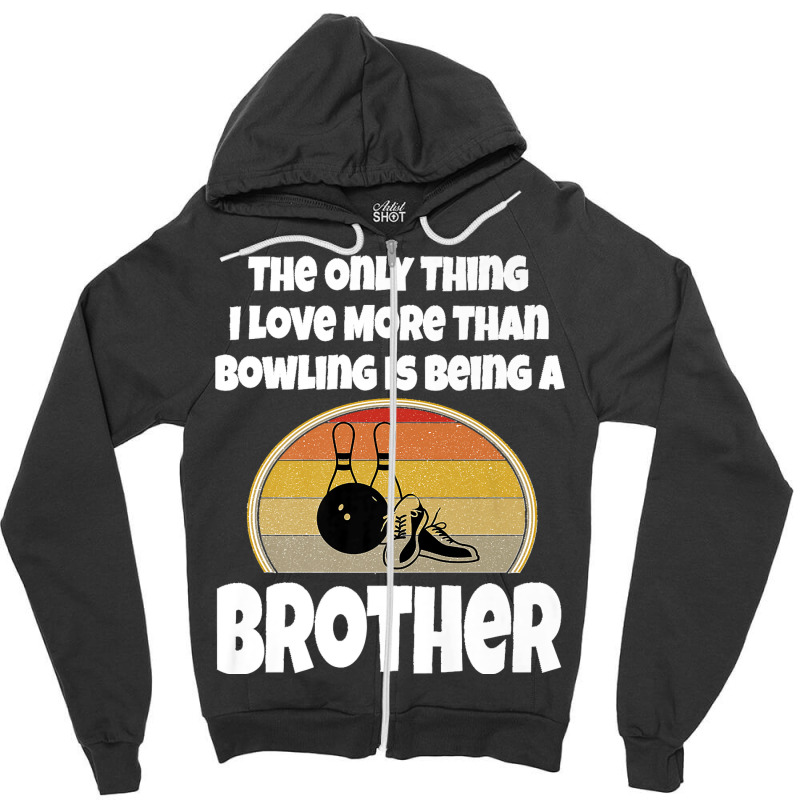 Funny Bowling Brother Sibling Bowler Retro Sunset Team Group Premium Zipper Hoodie | Artistshot