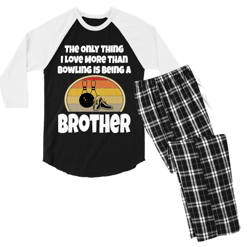 Funny Bowling Brother Sibling Bowler Retro Sunset Team Group Premium Men's 3/4 Sleeve Pajama Set | Artistshot