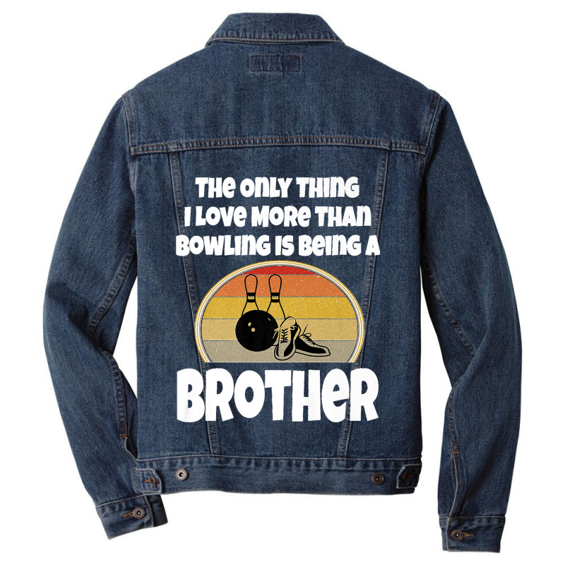 Funny Bowling Brother Sibling Bowler Retro Sunset Team Group Premium Men Denim Jacket | Artistshot