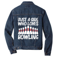 Funny Bowling Design For Girls Kids Spare Ball Game League Premium Men Denim Jacket | Artistshot