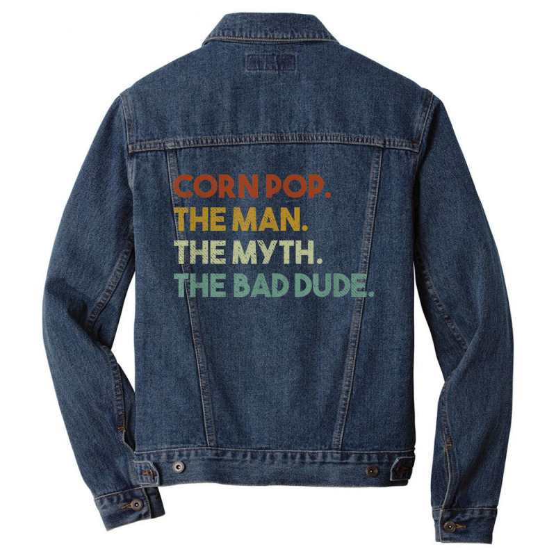 Vintage Corn Pop Was A Bad Dude Funny Men Denim Jacket | Artistshot