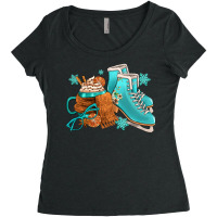 Winter Ice Skating Boots And Coffee Women's Triblend Scoop T-shirt | Artistshot