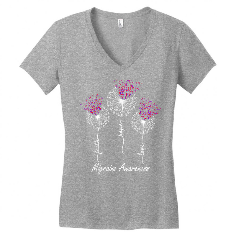 Migraine Awareness Faith Hope Love Dandelion T Shirt Women's V-Neck T-Shirt by beckiguralk28 | Artistshot