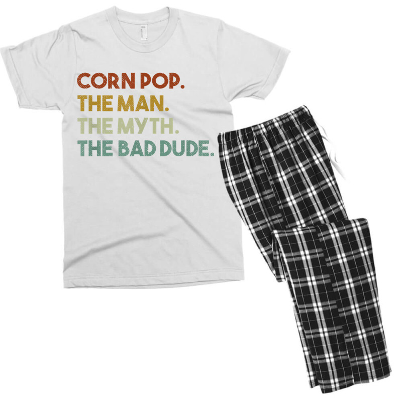 Vintage Corn Pop Was A Bad Dude Funny Men's T-shirt Pajama Set | Artistshot