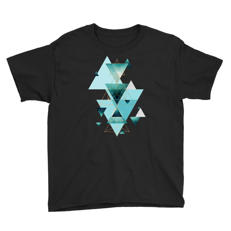 Geometric Triangle Compilation In Teal Youth Tee | Artistshot