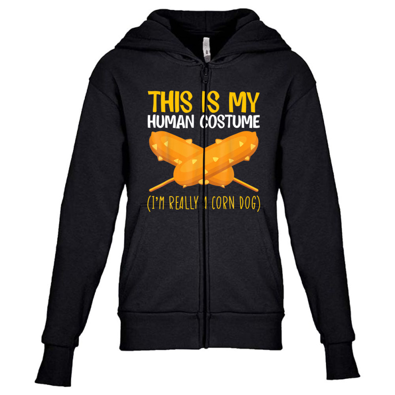 This Is My Human Costume Corndog Hotdog Ketchup Mustard Mayo Youth Zipper Hoodie by emodijeninam | Artistshot