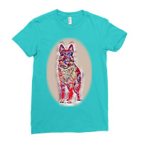 Dog On A Green Grass Outdoors Ladies Fitted T-shirt | Artistshot