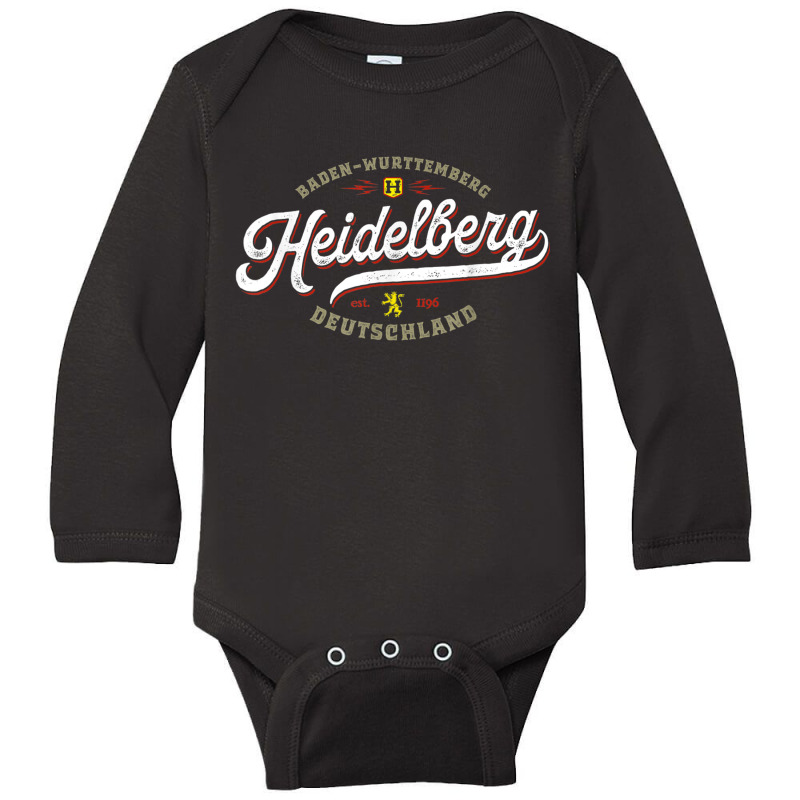 Heidelberg Germany - Vintage Souvenir Travel Heidelberg Long Sleeve Baby Bodysuit | Artistshot