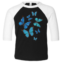 Blue Morpho Butterfly Swarm Lepidoptera Lover Entomologist Toddler 3/4 Sleeve Tee | Artistshot