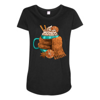 Winter Coffee Cup With Scarf Maternity Scoop Neck T-shirt | Artistshot