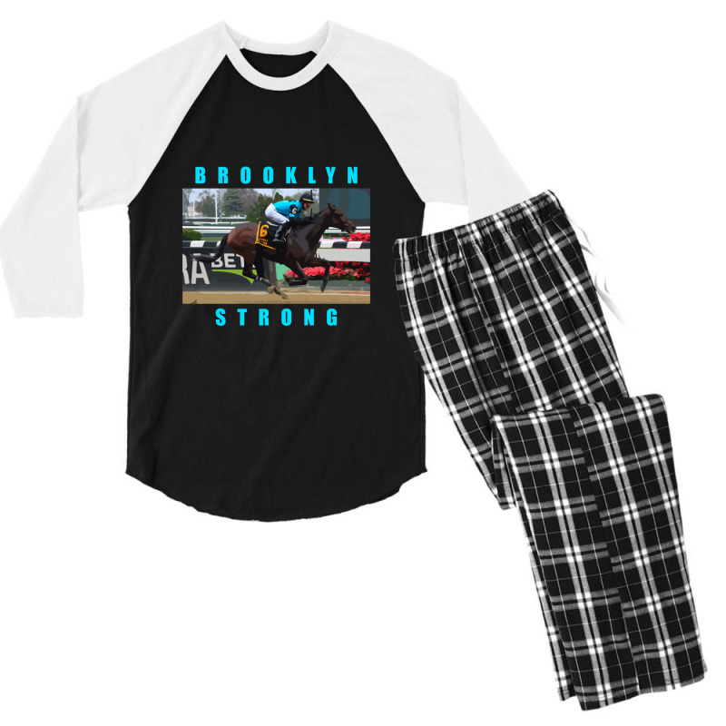 Brooklyn Strong - Classic Horseracing - Blue Men's 3/4 Sleeve Pajama Set by LindaWilliams | Artistshot