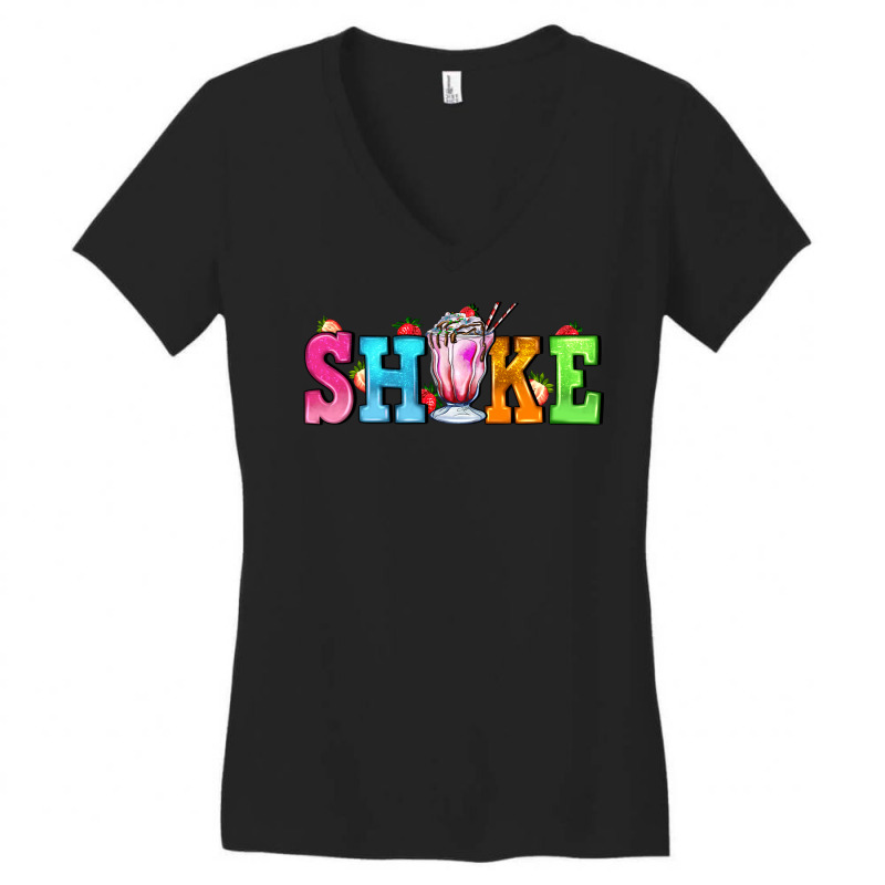 Shake With Milkshake Women's V-Neck T-Shirt by AdoDesignShop | Artistshot