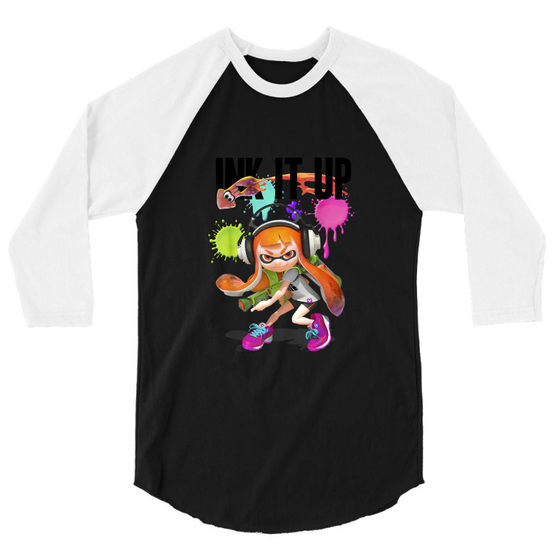 Splatoon Ink It Up Squid Inkling Splatter Poster 3/4 Sleeve Shirt | Artistshot