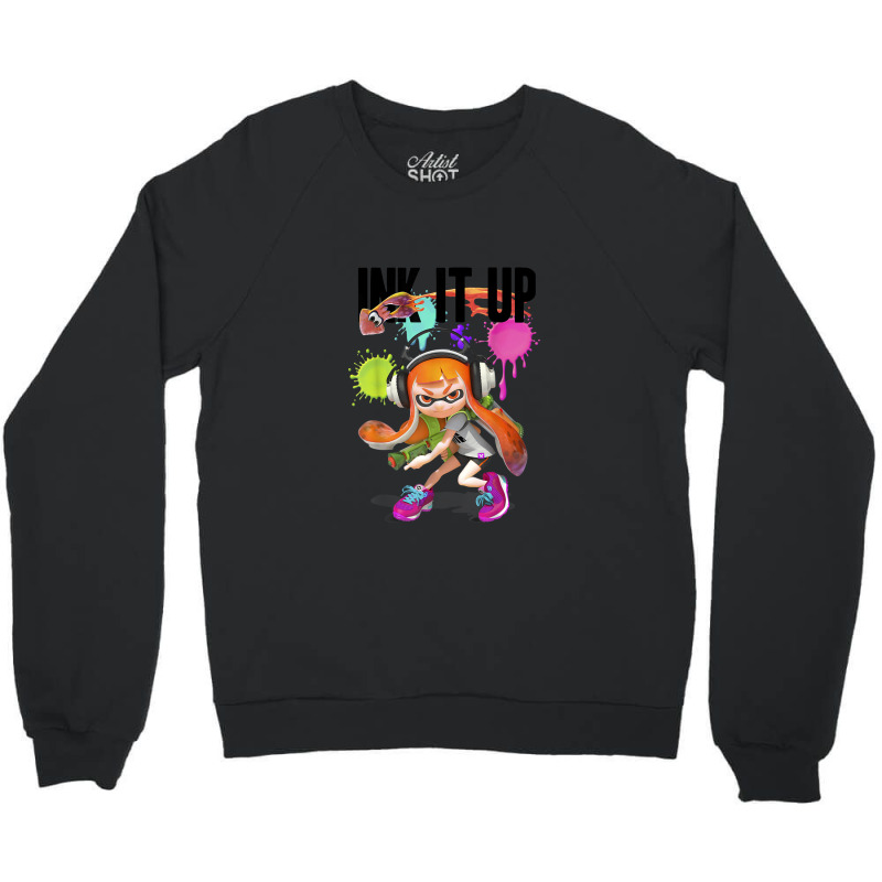 Splatoon Ink It Up Squid Inkling Splatter Poster Crewneck Sweatshirt | Artistshot