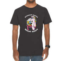 Straight Outta Night Shift Nurse Unicorn Coffee Vintage T-shirt | Artistshot