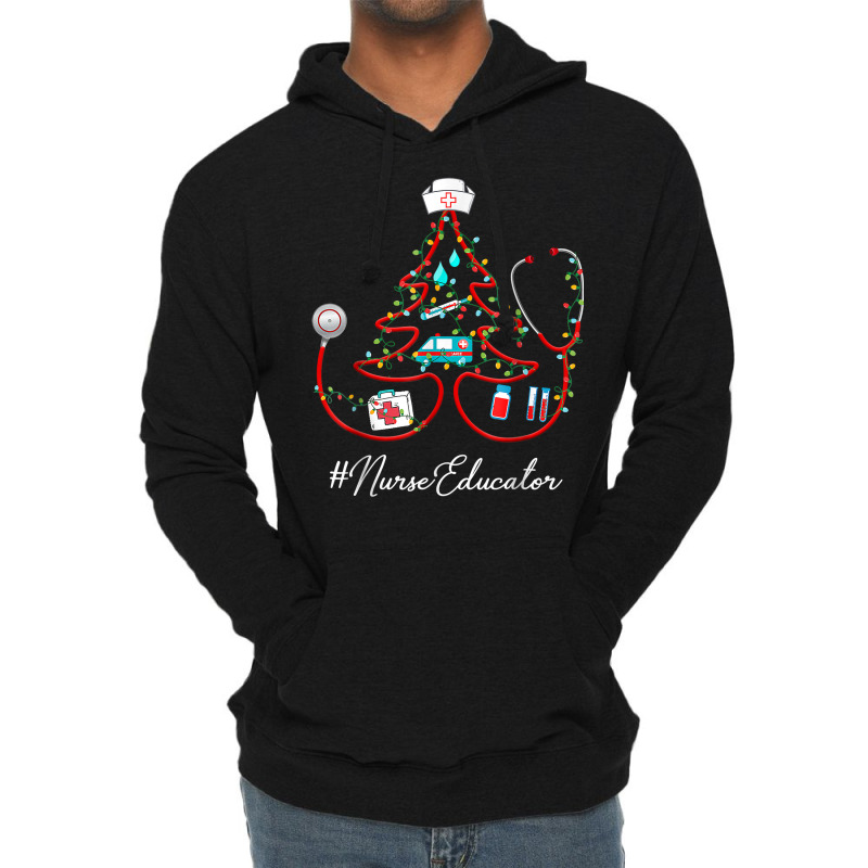 Stethoscope Christmas Tree Nurse Educator Nursing Hat T Shirt Lightweight Hoodie | Artistshot