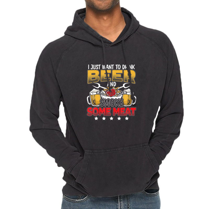 Drink Beer And Smoke Meat Barbecue Grill Master Grilling Vintage Hoodie by xwiishdoohr | Artistshot