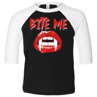 Bite Me Funny Halloween Vampire Bite Me Tank Top Toddler 3/4 Sleeve Tee | Artistshot