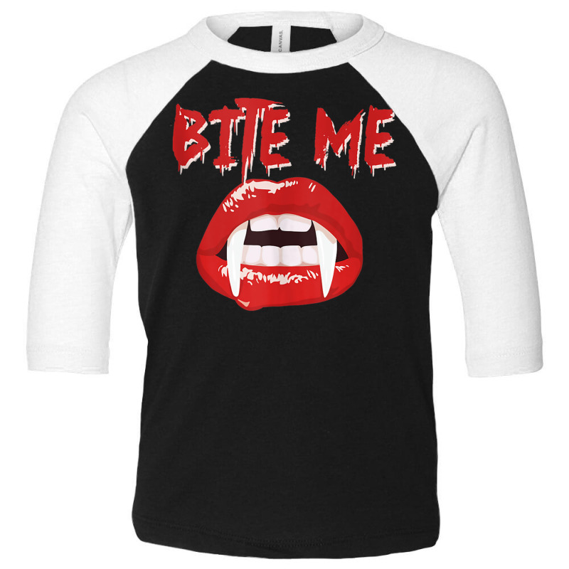 Bite Me Funny Halloween Vampire Bite Me Tank Top Toddler 3/4 Sleeve Tee by CoreyMartinPeters | Artistshot