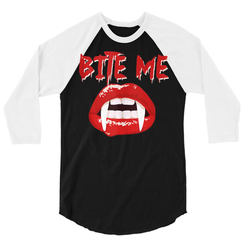 Bite Me Funny Halloween Vampire Bite Me Tank Top 3/4 Sleeve Shirt by CoreyMartinPeters | Artistshot