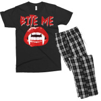 Bite Me Funny Halloween Vampire Bite Me Tank Top Men's T-shirt Pajama Set | Artistshot