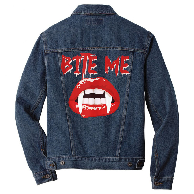 Bite Me Funny Halloween Vampire Bite Me Tank Top Men Denim Jacket by CoreyMartinPeters | Artistshot