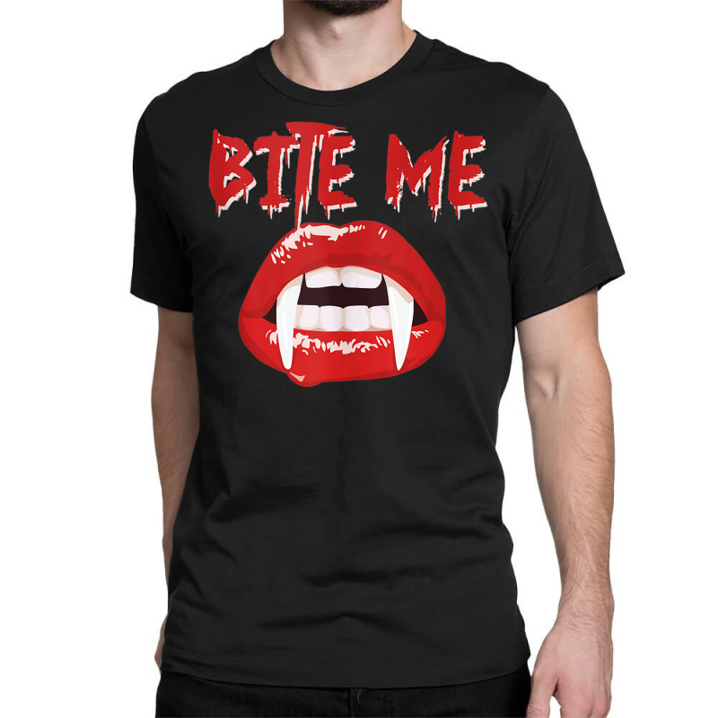 Bite Me Funny Halloween Vampire Bite Me Tank Top Classic T-shirt by CoreyMartinPeters | Artistshot